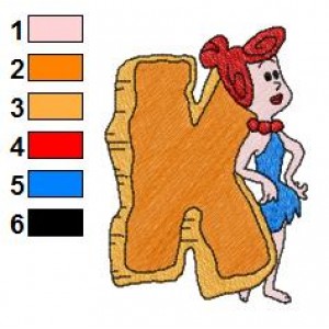 Alphabets K With The Flintstones Embroidery Design